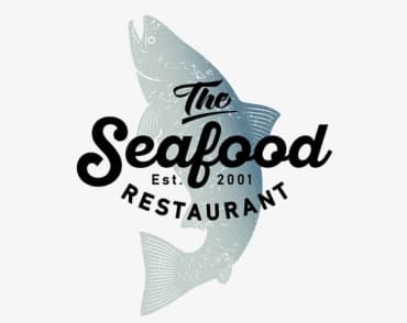 логотип ресторана seafood в виде рыбы